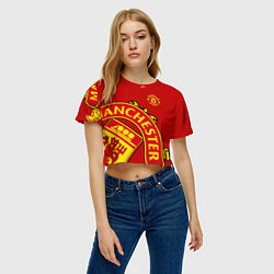 Футболка 3D укороченная женская FC Man United: Red Exclusive, цвет: 3D-принт — фото 2