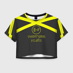 Футболка 3D укороченная женская Twenty One Pilots: Yellow Lines, цвет: 3D-принт