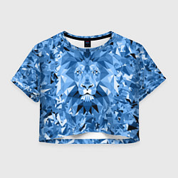 Футболка 3D укороченная женская Сине-бело-голубой лев, цвет: 3D-принт