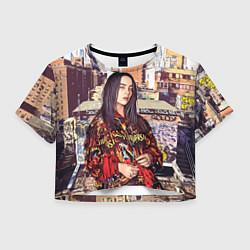 Футболка 3D укороченная женская Billie Eilish: Street Style, цвет: 3D-принт