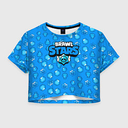 Футболка 3D укороченная женская Brawl Stars: Blue Team, цвет: 3D-принт