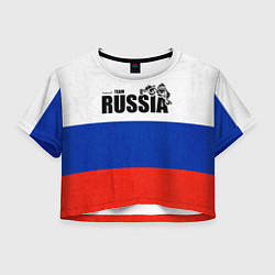 Футболка 3D укороченная женская Russia, цвет: 3D-принт