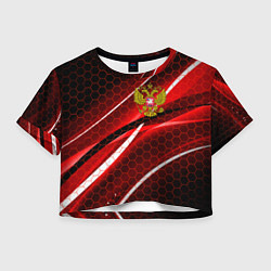 Футболка 3D укороченная женская РОССИЯ, цвет: 3D-принт