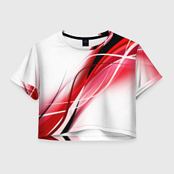 Футболка 3D укороченная женская GEOMETRY STRIPES RED, цвет: 3D-принт