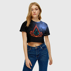 Футболка 3D укороченная женская Assassins Creed Valhalla, цвет: 3D-принт — фото 2