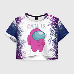 Футболка 3D укороченная женская Among Us Love Z, цвет: 3D-принт