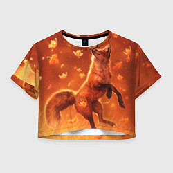 Футболка 3D укороченная женская Лисенок, цвет: 3D-принт
