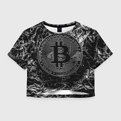 Футболка 3D укороченная женская БИТКОИН BITCOIN, цвет: 3D-принт