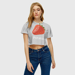 Футболка 3D укороченная женская Strawberry potatoes, цвет: 3D-принт — фото 2
