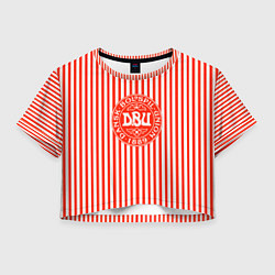 Футболка 3D укороченная женская Сборная Дании, цвет: 3D-принт