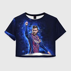 Футболка 3D укороченная женская Lionel Messi Barcelona 10, цвет: 3D-принт