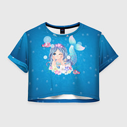 Футболка 3D укороченная женская Русалочка, цвет: 3D-принт