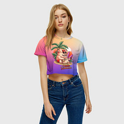 Футболка 3D укороченная женская Hello summer, цвет: 3D-принт — фото 2