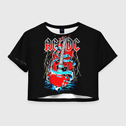Футболка 3D укороченная женская ACDC гитара, цвет: 3D-принт