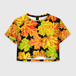 Футболка 3D укороченная женская LEAF FALL AUTUMN, цвет: 3D-принт