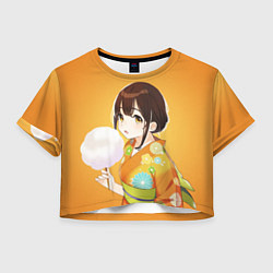 Футболка 3D укороченная женская Саю, цвет: 3D-принт