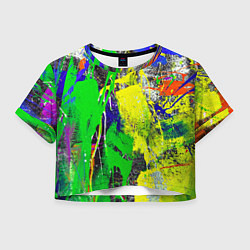 Футболка 3D укороченная женская Брызги красок Grunge Paints, цвет: 3D-принт
