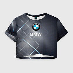 Футболка 3D укороченная женская BMW Logo, цвет: 3D-принт