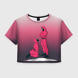 Футболка 3D укороченная женская Стражи из игра в кальмара, подчинение круга квадра, цвет: 3D-принт