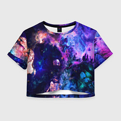Футболка 3D укороченная женская НЕОНОВЫЕ КОСМОС NEON SPACE, цвет: 3D-принт