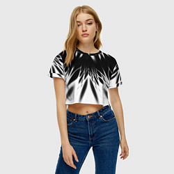 Футболка 3D укороченная женская Белый и черный - коллекция Лучи - Хуф и Ся, цвет: 3D-принт — фото 2