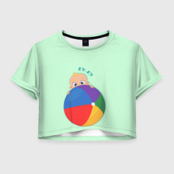 Футболка 3D укороченная женская Ку-ку!, цвет: 3D-принт