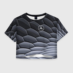 Футболка 3D укороченная женская Mercedes Benz pattern, цвет: 3D-принт