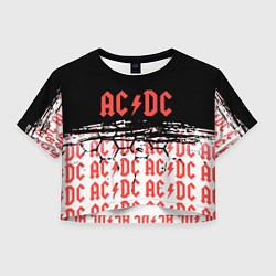 Футболка 3D укороченная женская ACDC переменный ток, цвет: 3D-принт