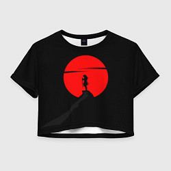 Футболка 3D укороченная женская SAMURAI RED MOON, цвет: 3D-принт