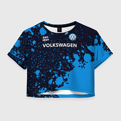 Футболка 3D укороченная женская ФОЛЬКСВАГЕН Est 1937 Краска, цвет: 3D-принт