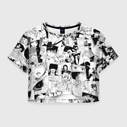 Футболка 3D укороченная женская Синий Экзорцист паттерн, цвет: 3D-принт