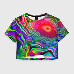 Футболка 3D укороченная женская Expressive pattern Neon, цвет: 3D-принт