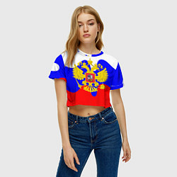 Футболка 3D укороченная женская Герб россии герб, цвет: 3D-принт — фото 2