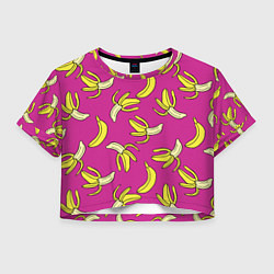 Футболка 3D укороченная женская Banana pattern Summer Color, цвет: 3D-принт