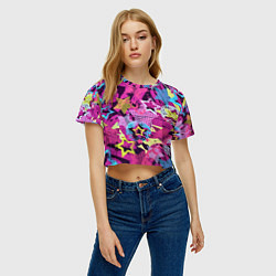 Футболка 3D укороченная женская Star Colorful Pattern Fashion Neon, цвет: 3D-принт — фото 2