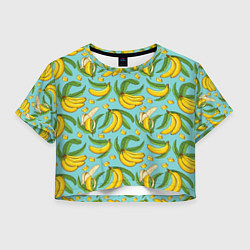 Футболка 3D укороченная женская Banana pattern Summer Fashion 2022, цвет: 3D-принт