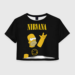 Футболка 3D укороченная женская NIRVANA ГОМЕР СИМПСОН, SIMPSONS, цвет: 3D-принт