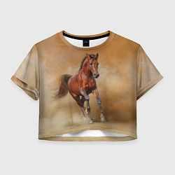 Футболка 3D укороченная женская BAY HORSE гнедой конь, цвет: 3D-принт