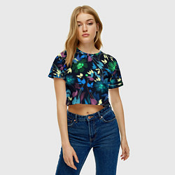 Футболка 3D укороченная женская Color summer night Floral pattern, цвет: 3D-принт — фото 2