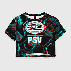 Женский топ PSV FC в стиле Glitch на темном фоне