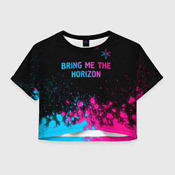 Футболка 3D укороченная женская Bring Me the Horizon Neon Gradient, цвет: 3D-принт