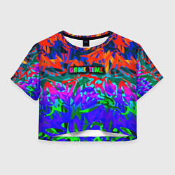 Футболка 3D укороченная женская Game time Абстрактный пятнистый узор, цвет: 3D-принт