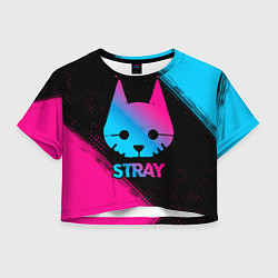 Футболка 3D укороченная женская Stray - Neon Gradient, цвет: 3D-принт