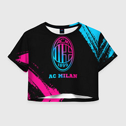 Футболка 3D укороченная женская AC Milan - neon gradient, цвет: 3D-принт