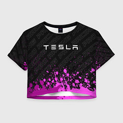Футболка 3D укороченная женская Tesla pro racing: символ сверху, цвет: 3D-принт