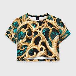 Футболка 3D укороченная женская Золотые ветви, цвет: 3D-принт