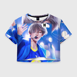 Футболка 3D укороченная женская BTS Ким Тэ Хён, цвет: 3D-принт