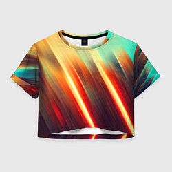 Футболка 3D укороченная женская Яркие размытые полосы, цвет: 3D-принт