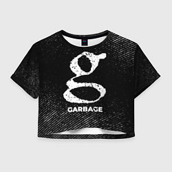 Футболка 3D укороченная женская Garbage с потертостями на темном фоне, цвет: 3D-принт
