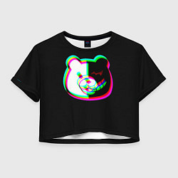 Футболка 3D укороченная женская Danganronpa glitch monokuma, цвет: 3D-принт